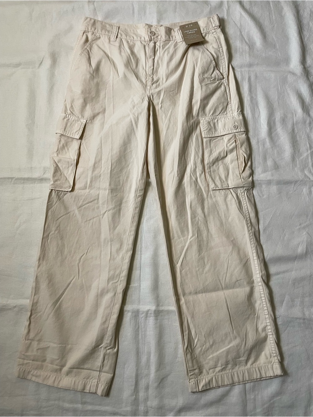 Madewell Low slung Cargo straight leg Pants in Cream - Lightweight Utility Style